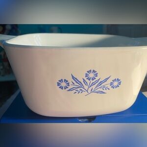 Vintage Corningware White square Casserole dish with Blue Cornflower  No Lid